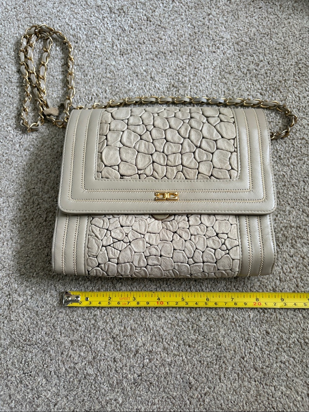 Women's Greige Small Quilted Frame Crossbody Bag in Light Gray